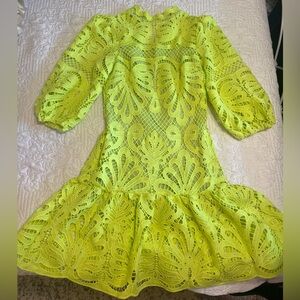 Lime Green Lace Mini Dress